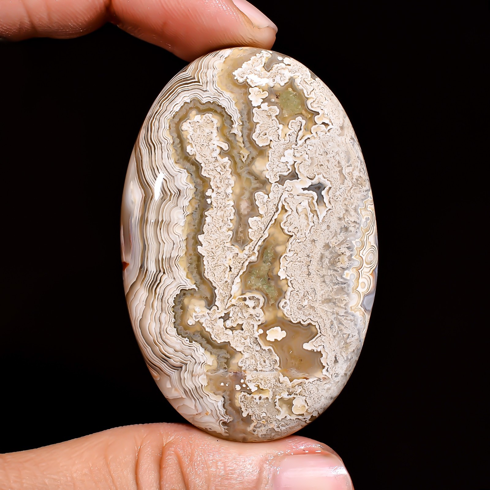 Natural Crazy Lace Agate Oval Shape Cabochon Loose Gemstone 54X35X8MM 136.5 Cts.