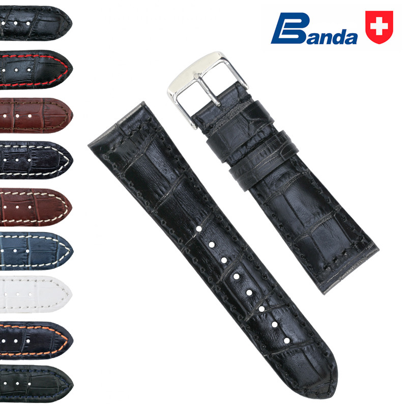 Banda Premium Grade Calfskin Alligator Grain Leather Watch Band (18mm-30mm)