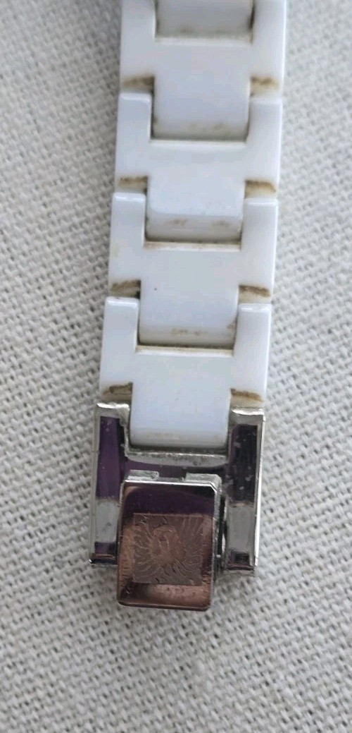 Anne Klein White Ceramic Working Watch Y121E/3 10/9867 Size 6.50 Inches