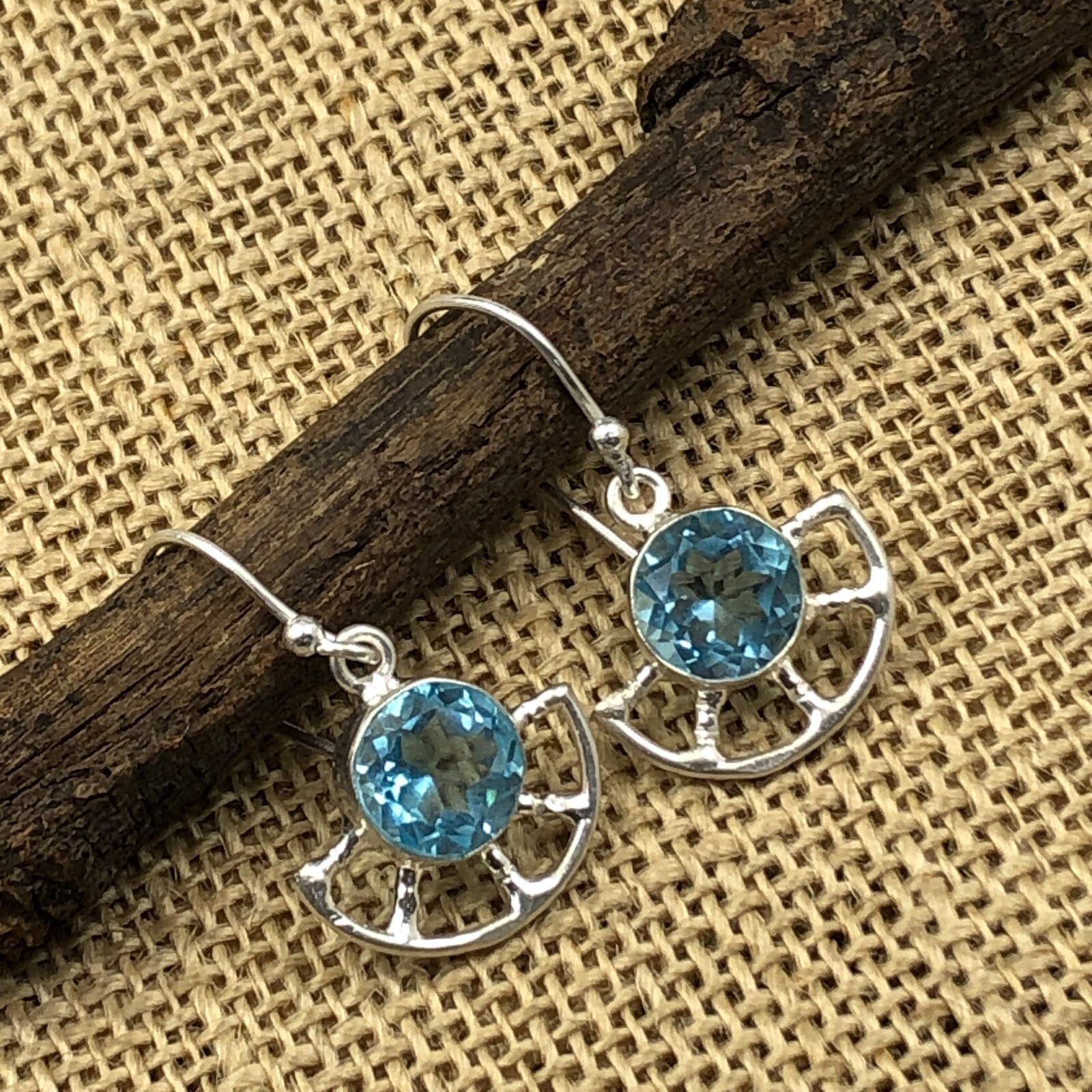 Natural Sky Topaz Gemstone Drop/Dangle Blue Earrings 925 Sterling Silver Jewelry