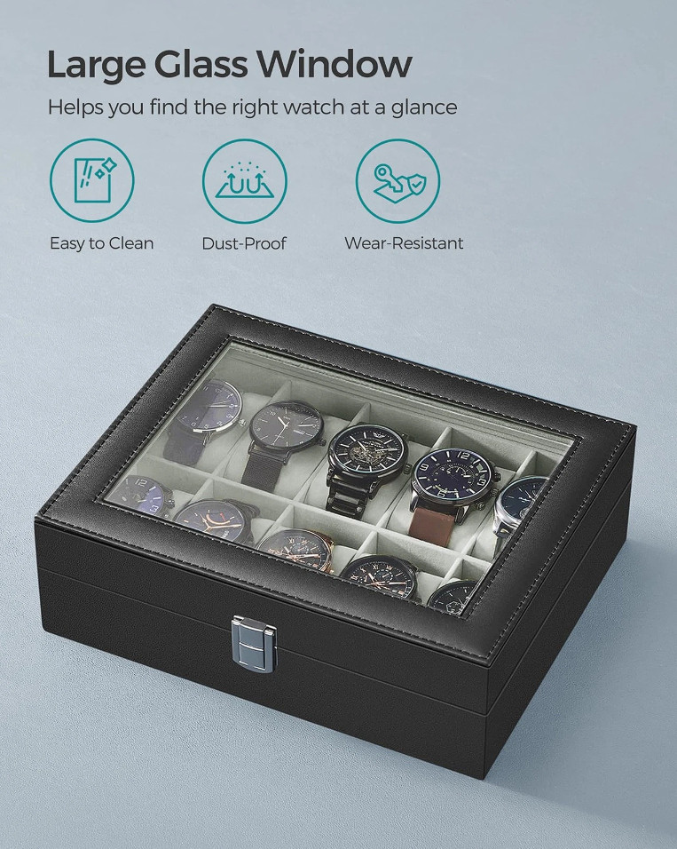 10Slots Watch Box Display Case Organizer Watch travel Case Jewelry Box For Men