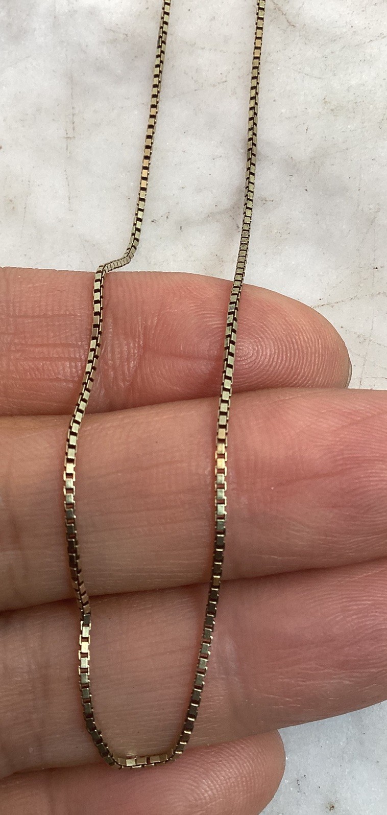 Vintage 14K Gold Box Chain Necklace 14.75” Long 2.53 Grams