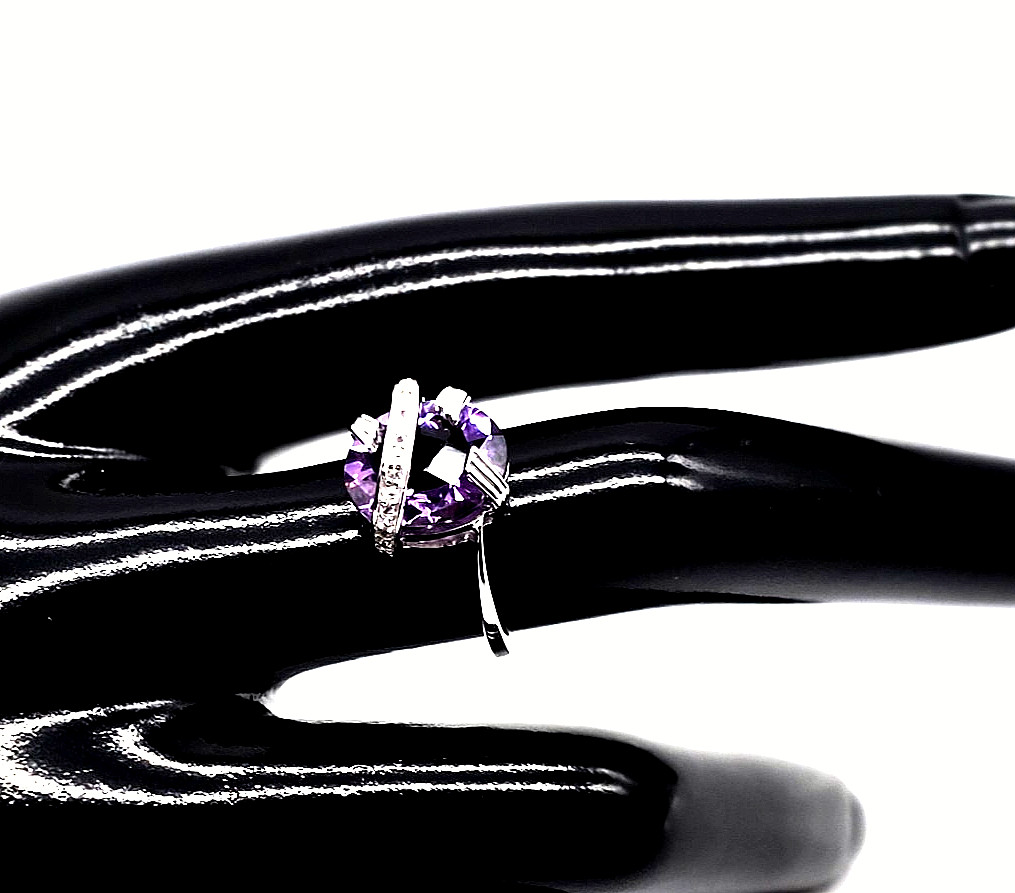 Women White Gold Rhodium Over Solid Sterling Silver 4.38 CTW Purple Amethyst