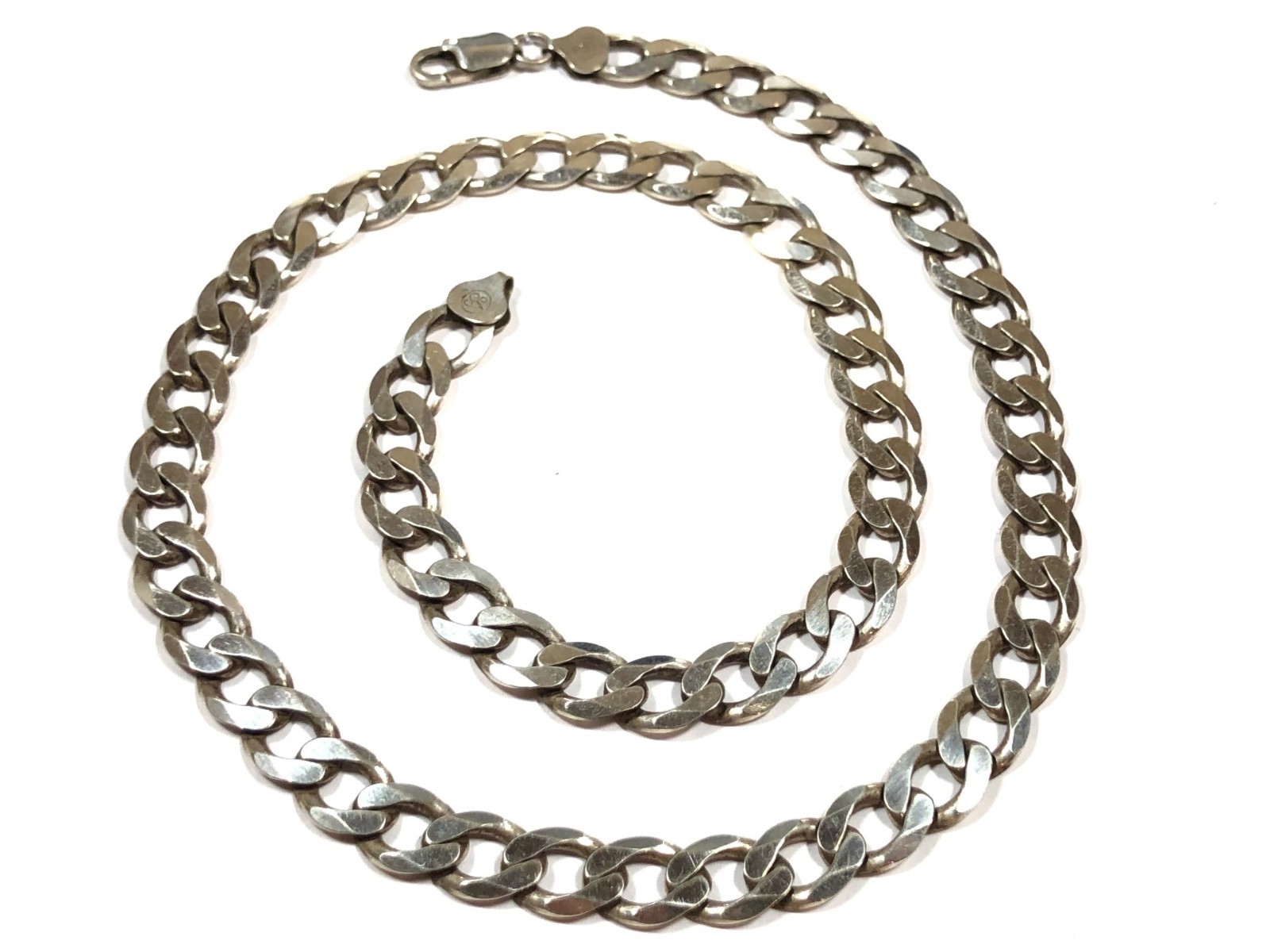 Vtg Sterling Silver 9.2mm Curb Link 22″ Chain Necklace Signed SJ