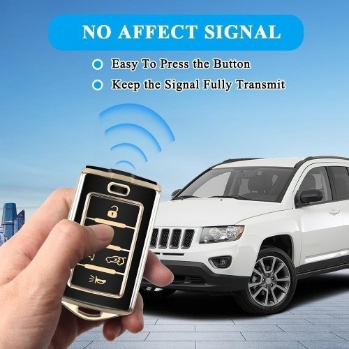 Key Fob Cover with Keychain, Car Key Case Shell Protection 5 Butt Color: Black