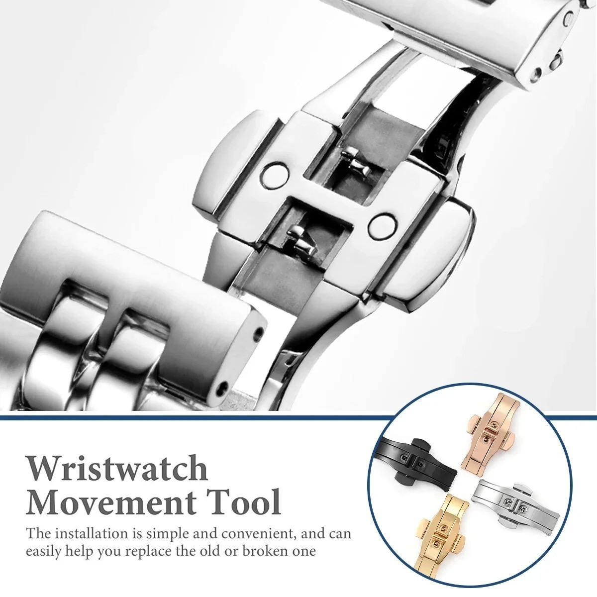 Stainless Steel Butterfly Buckle Watch Band Clasp 16mm-22mm Deployment Clasp NEW