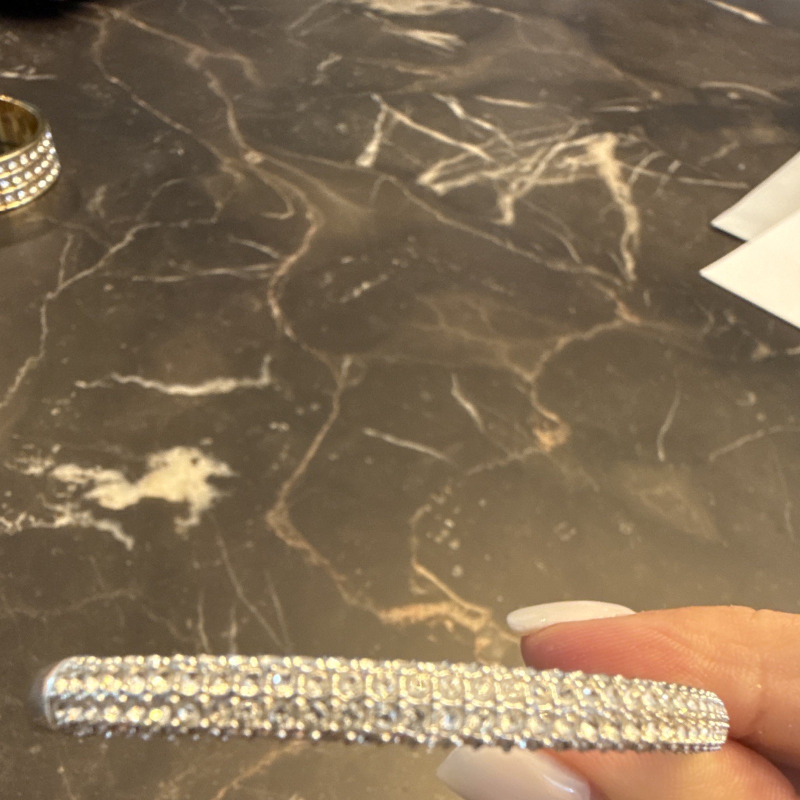 Swarovski Sublima bangle Snow pavé, White, Rhodium plated – Size Small
