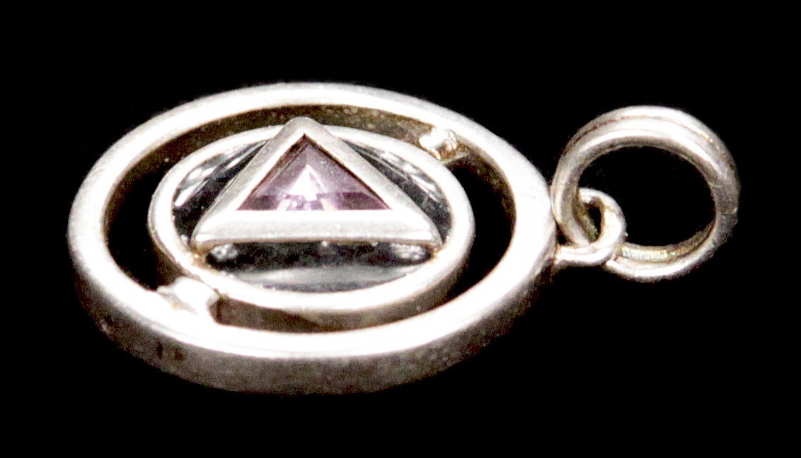 Vintage PSCL Peter Stone 925 Sterling Silver Amethyst Spinner Pendant Charm AA