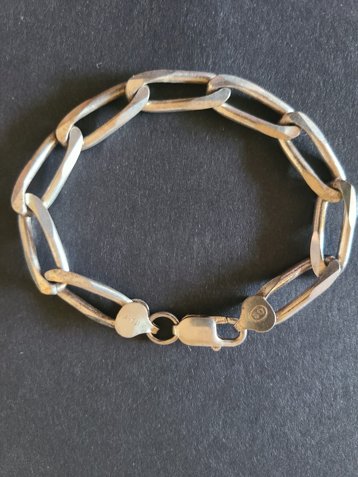 Vintage Italian Sterling Silver Figaro Link Bracelet Stamped 925 Italy 19 Grams