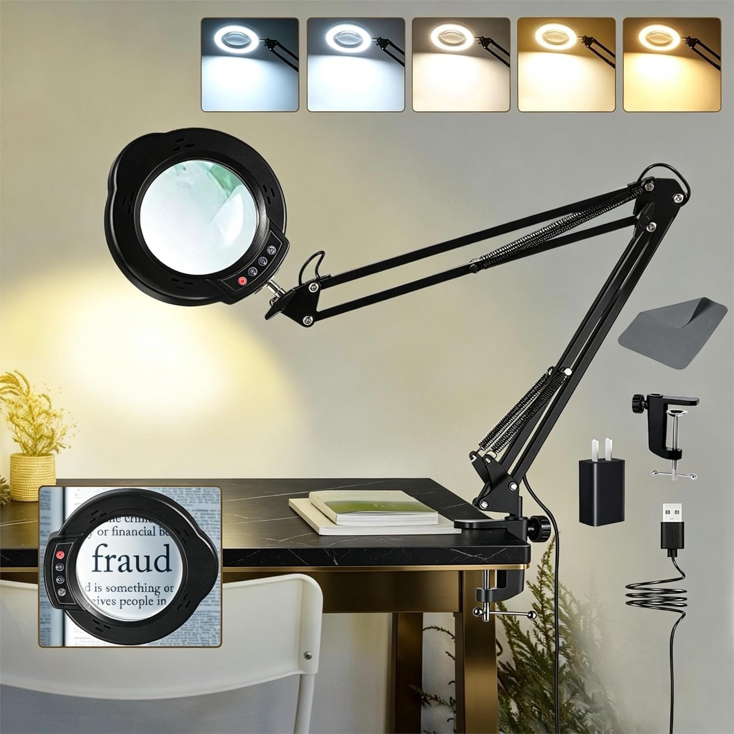 84 LED Magnification Lamp: 12X Real Glass Lens for Detail Work & Crafts