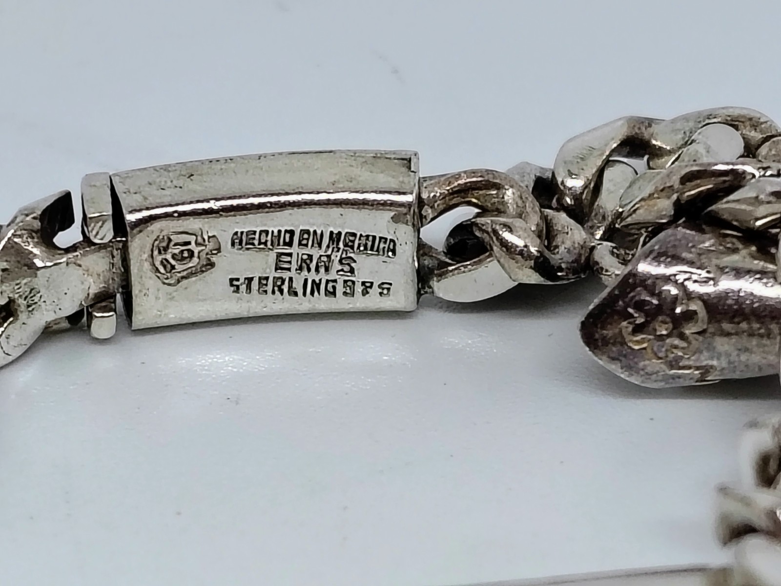 Antique 1940’s Mexico ERAS Sterling Silver 925 Bracelet 7 Charm 43.3g