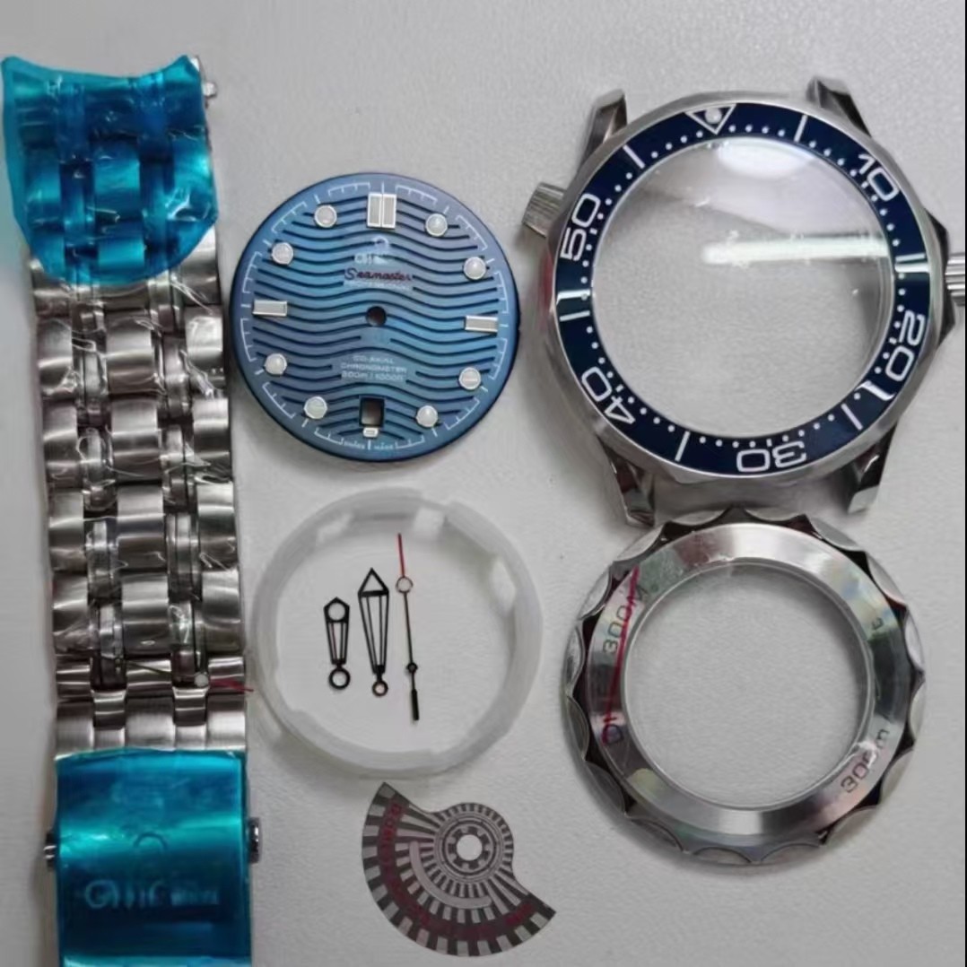 Watch Part Kit for Seamaster 8215 8200 2813 41mm Watch Case+Dial+Hands+Strap