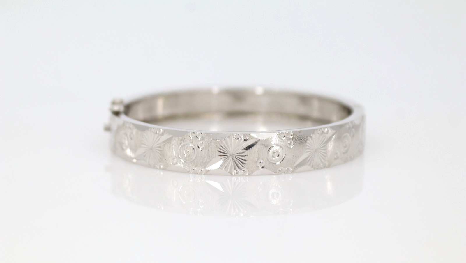 Vintage Platinum and Palladium Hinged Bangle Bracelet Wrist 6.5″
