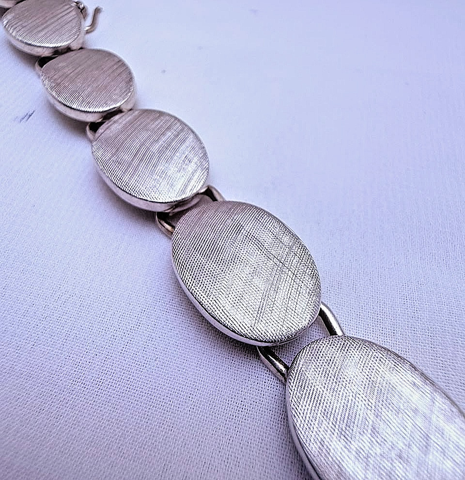 Vintage Belgiorno 900 Silver Modernist Oval Link Bracelet 1970s Argentina 7.25in