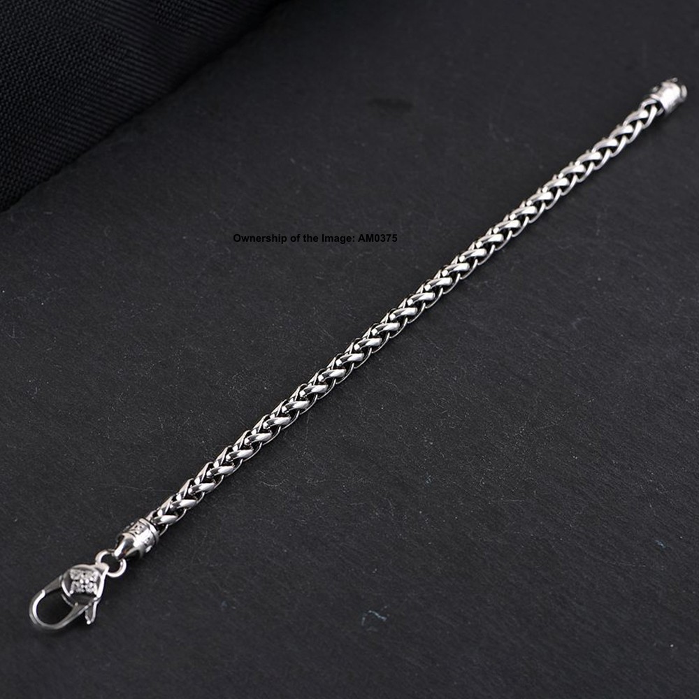 Pure 925 Sterling Silver Bracelet 4mm Wheat Link Chain Bracelet 7.08-7.87inch