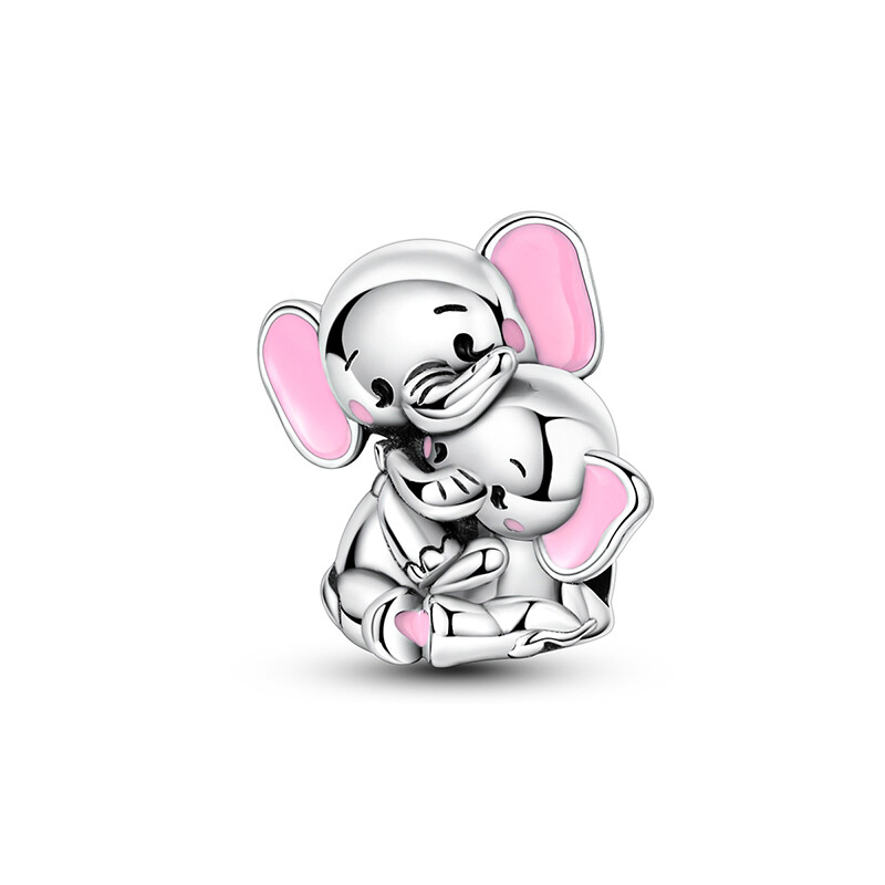 MULA Pink Elephant Mother 925 Sterling Silver DIY Charm for Women Bracelet