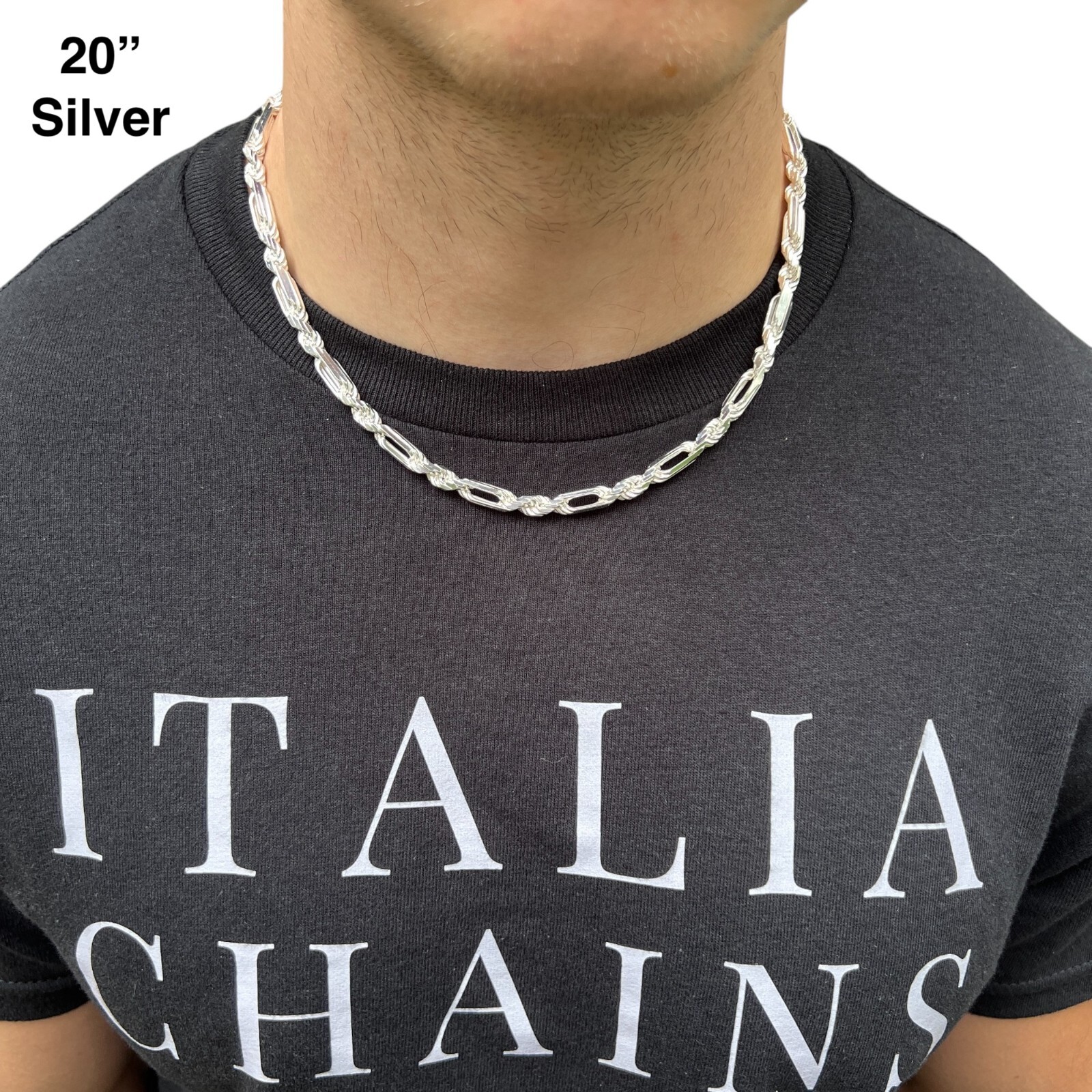 6mm Figarope Chain Necklace – Real Solid 925 Sterling Silver Or 14k Gold Vermeil