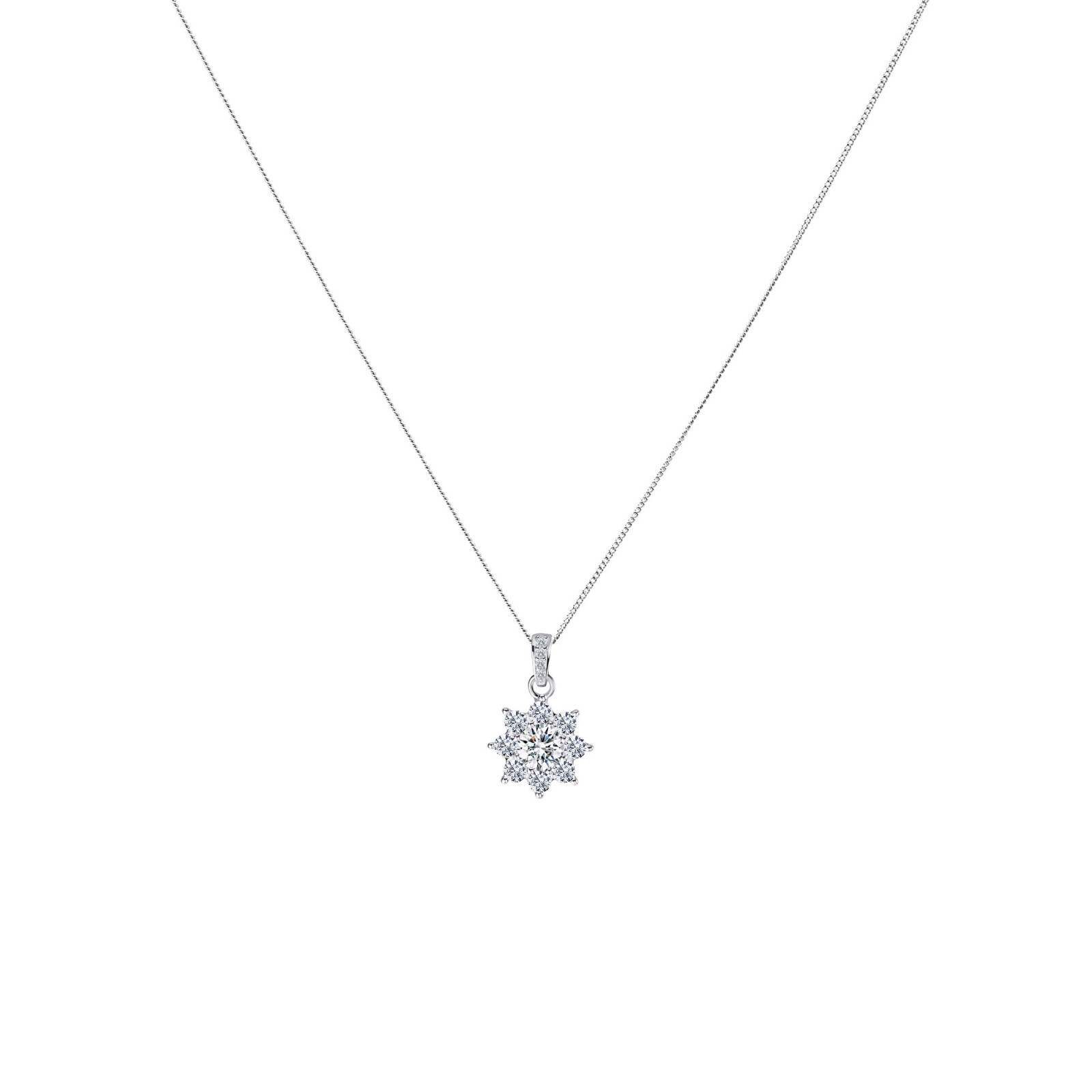 Curb Chain Cuba Necklace Pendant Star Zircon 925 Sterling Silver Women