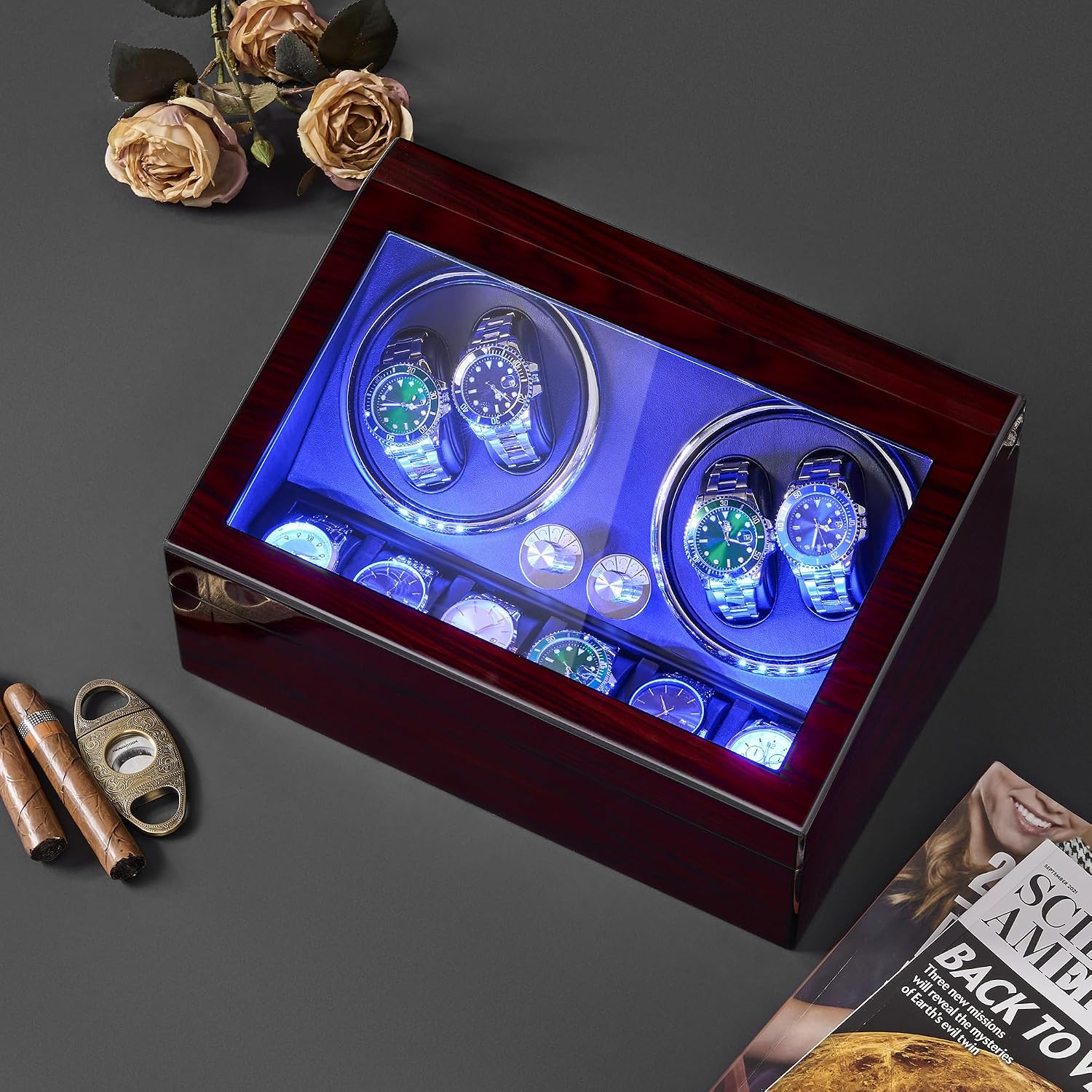 Watch Winder for Automatic Watches, Automatic Watch Winder Box | 4+6 Watch Rotat