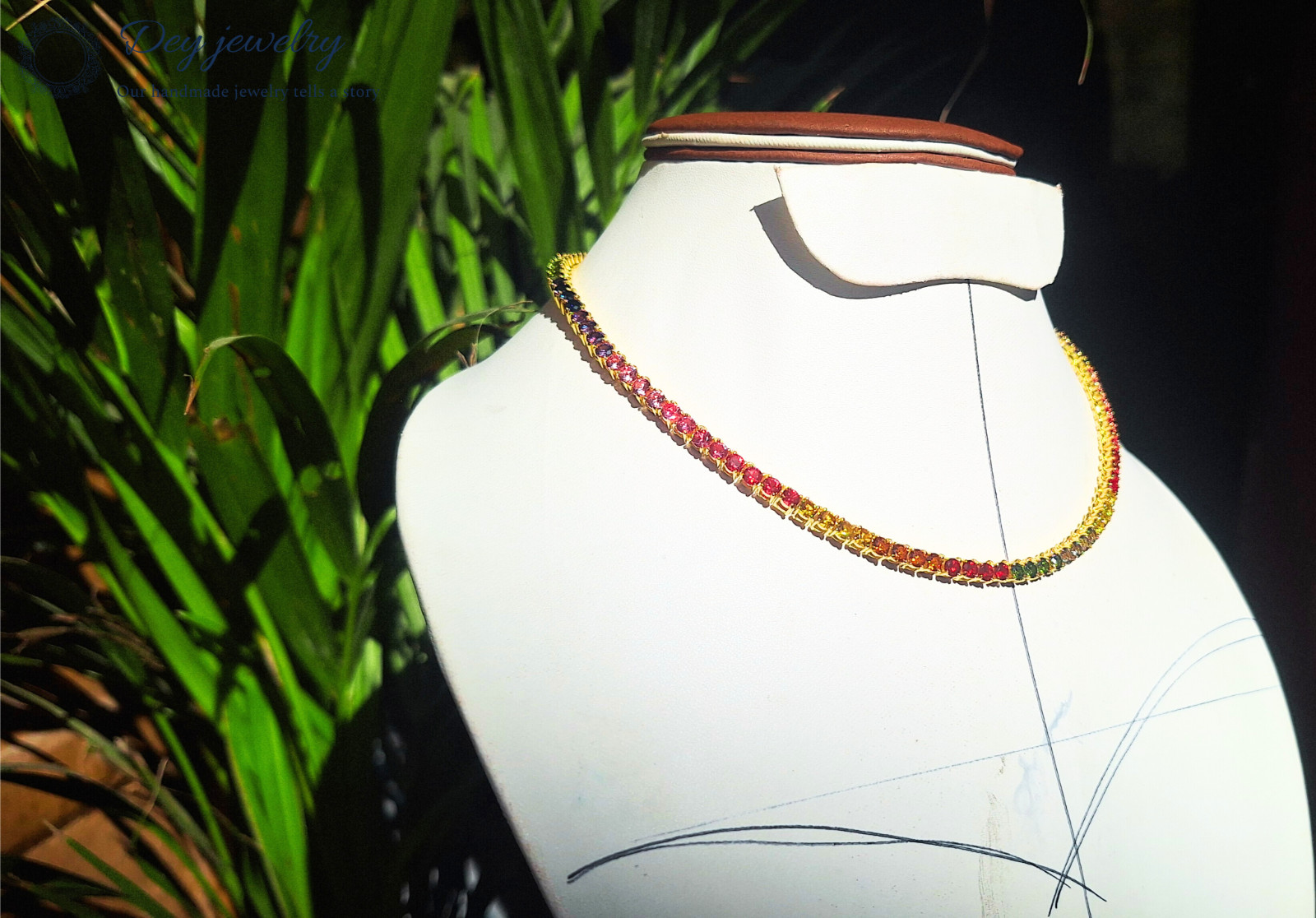 Lab Created 3 mm Multi Sapphire Prong Tennis 925 Silver Handmade Gift Necklace