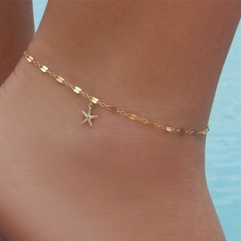 Women Fashion Jewelry Gold Silver Color Starfish Anklet Ankle Bracelet 1-11
