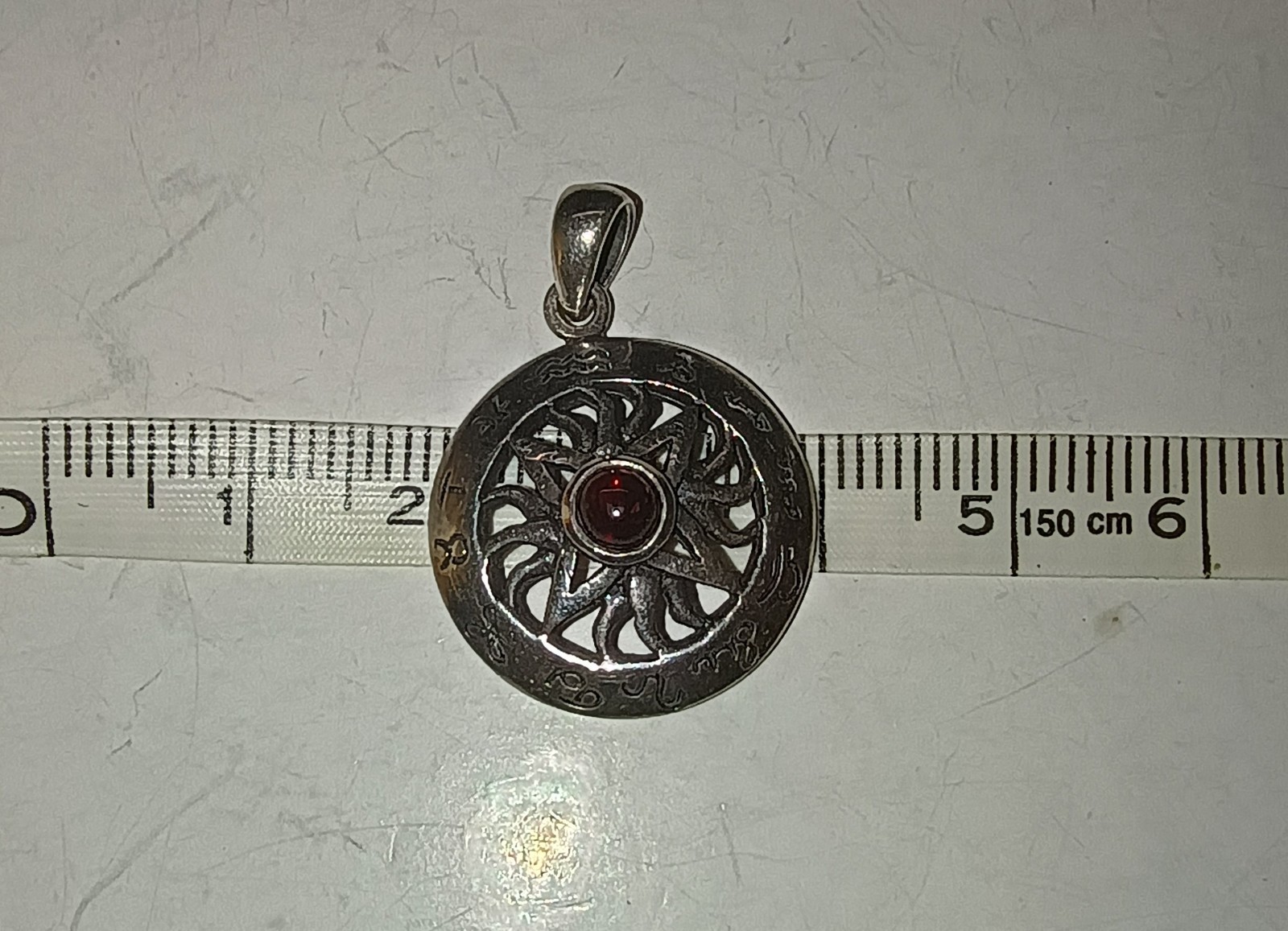 Vintage Sterling Silver.925 Peter Stone PSCL Garnet Zodiac Symbol Pendant