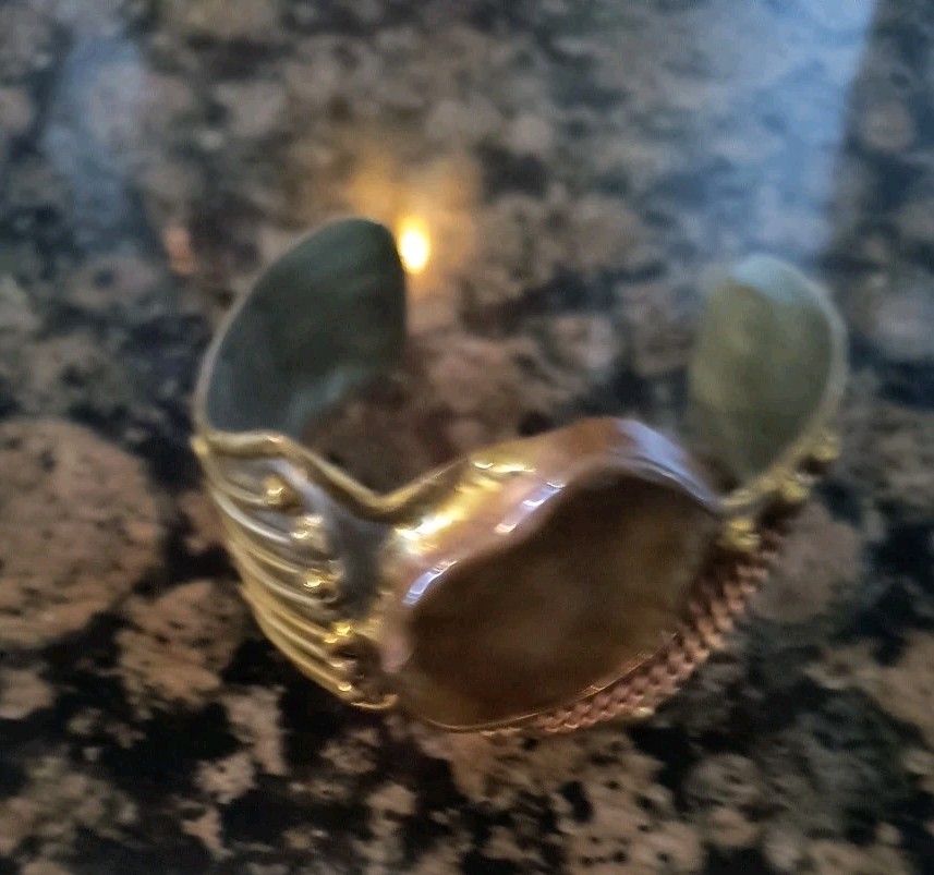 Elegant Vintage Artisan Cuff Bracelet in Mixed Metals Made In India