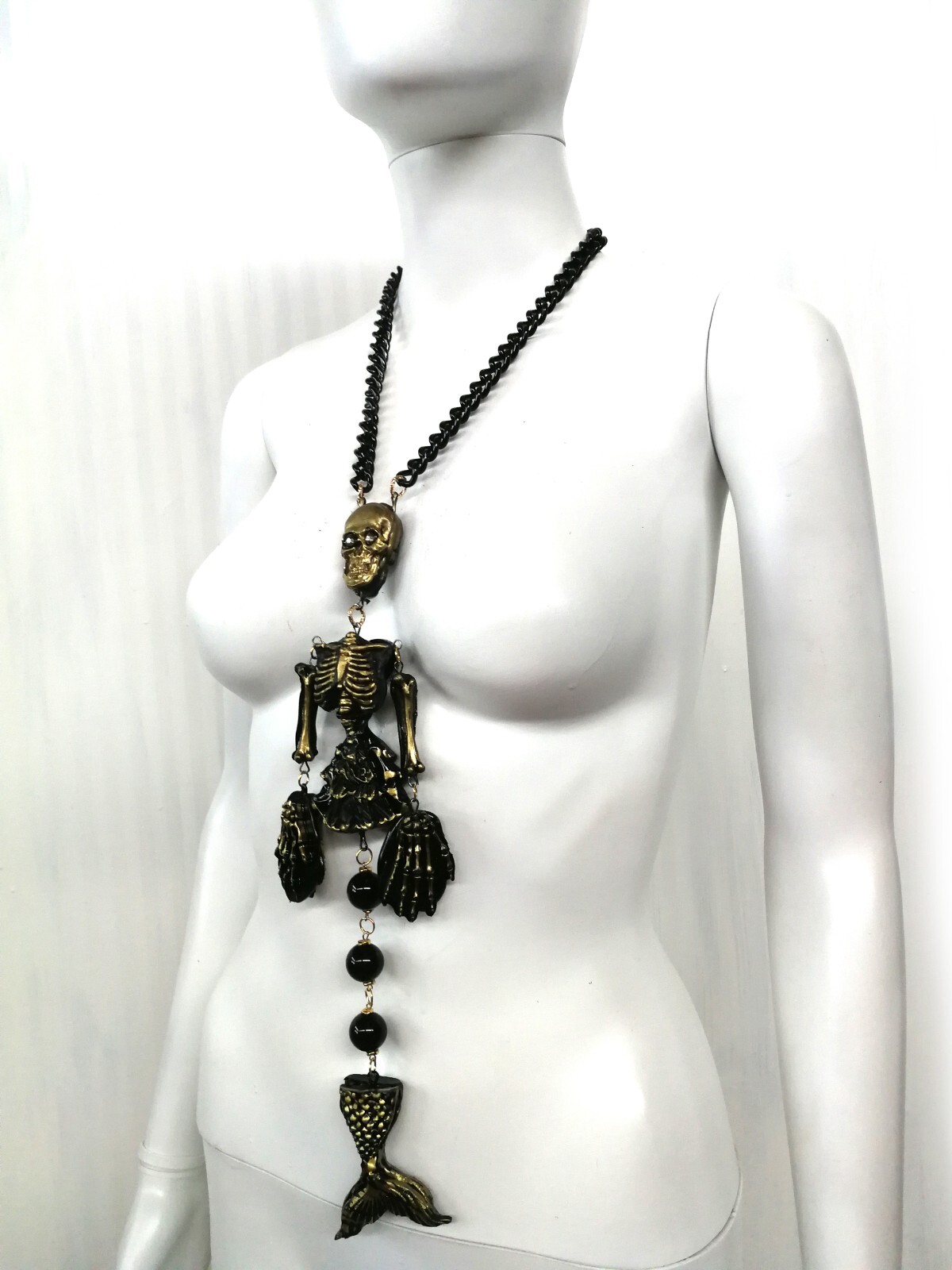 Santa Muerte Magic Macabre Necklace Pendant Skull Skeleton Siren Mermaid Jewelry