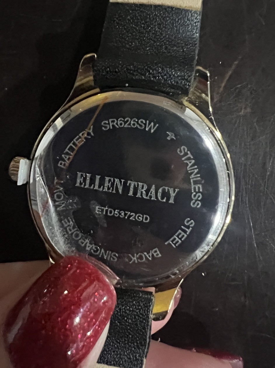 Womens Ellen Tracy Gold-Tone Diamond Dial Watch New In Box