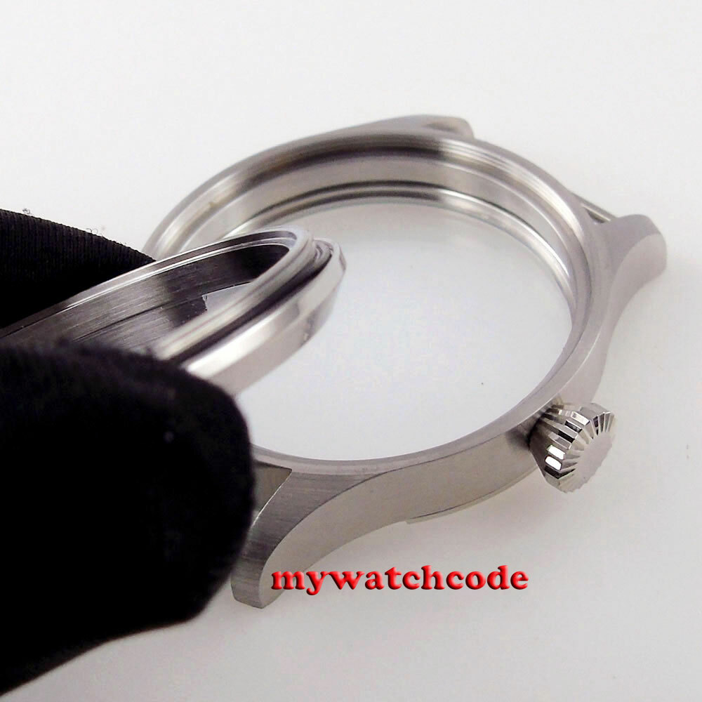 brushed 42mm 316L steel watch CASE fit eta 6498 6497 seagull 3600 3620 movement