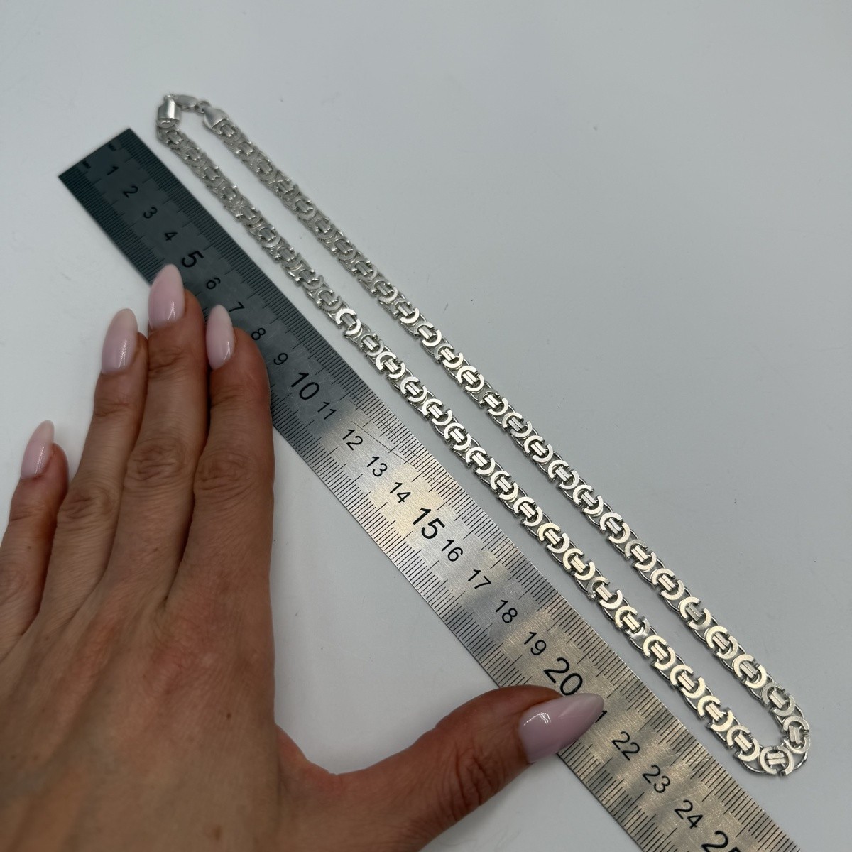 Heavy 925 Sterling Silver Flat Byzantine Fox Tail Chain Necklace Men’s 33g