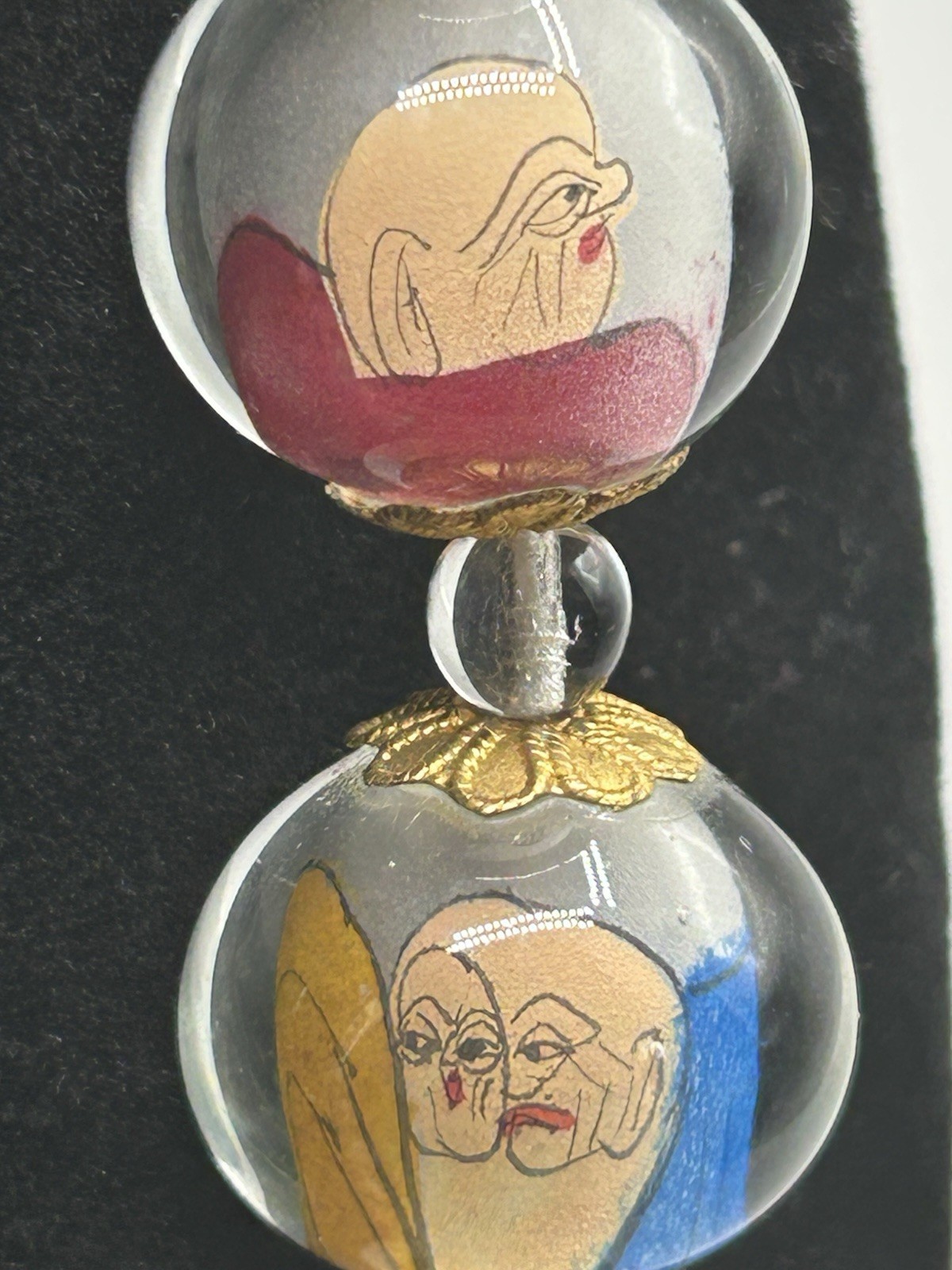 Reverse Handpainted Prayer Beads from the Early to Mid 20th Century Vintage