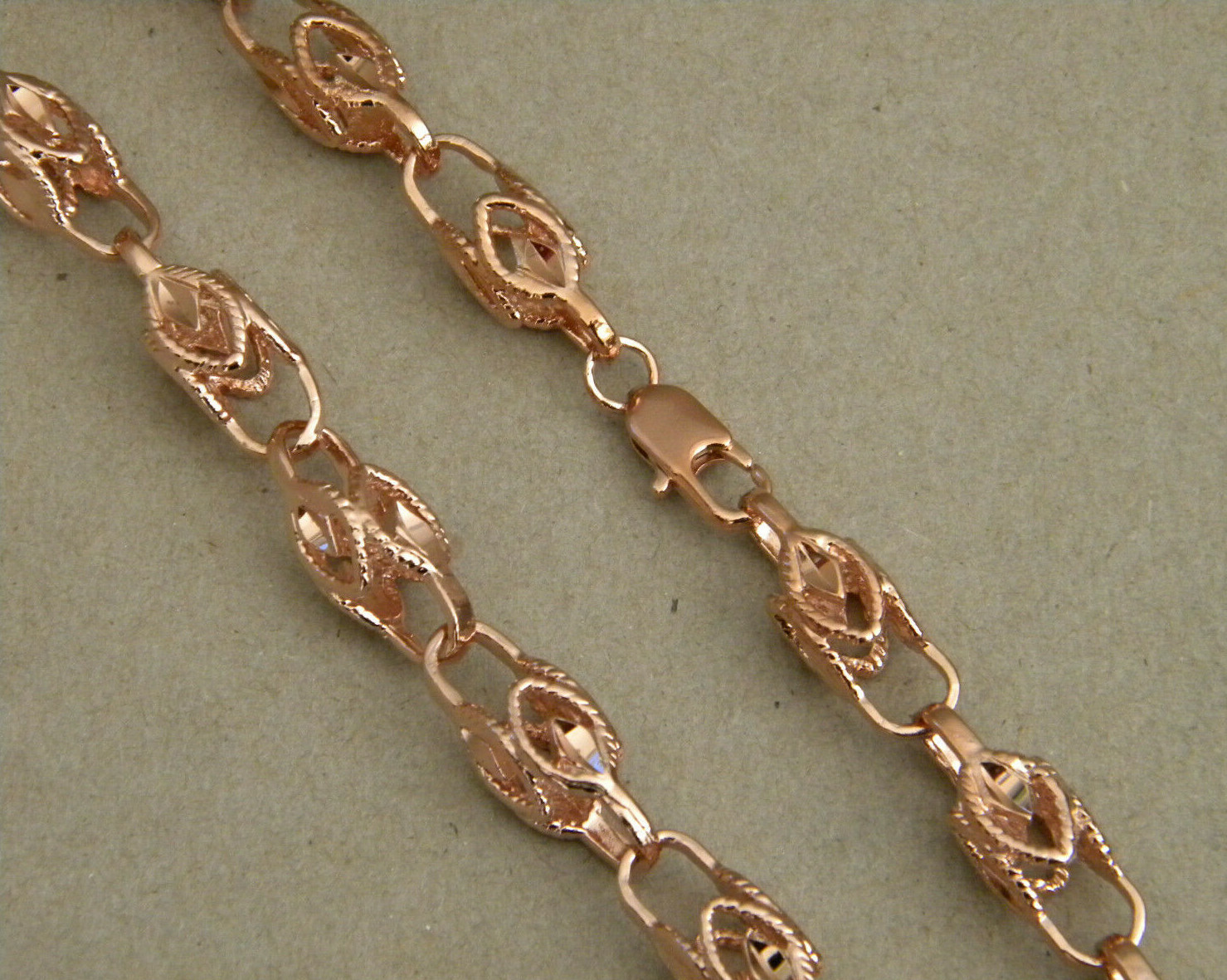 Men’s Lady’s Rose Pink Gold Plated Turkish Rope Chain 30in inch Long 9mm Wide
