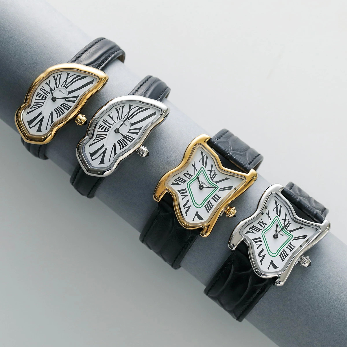 Laphont Melting Watch Large Analog Japanese Gold or Silver or Silver Black