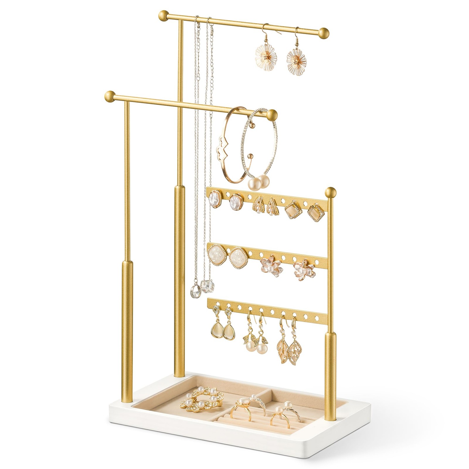 Jewelry Organizer Holder Stand: 3 Tier Jewelry Storage Display for Necklace, …