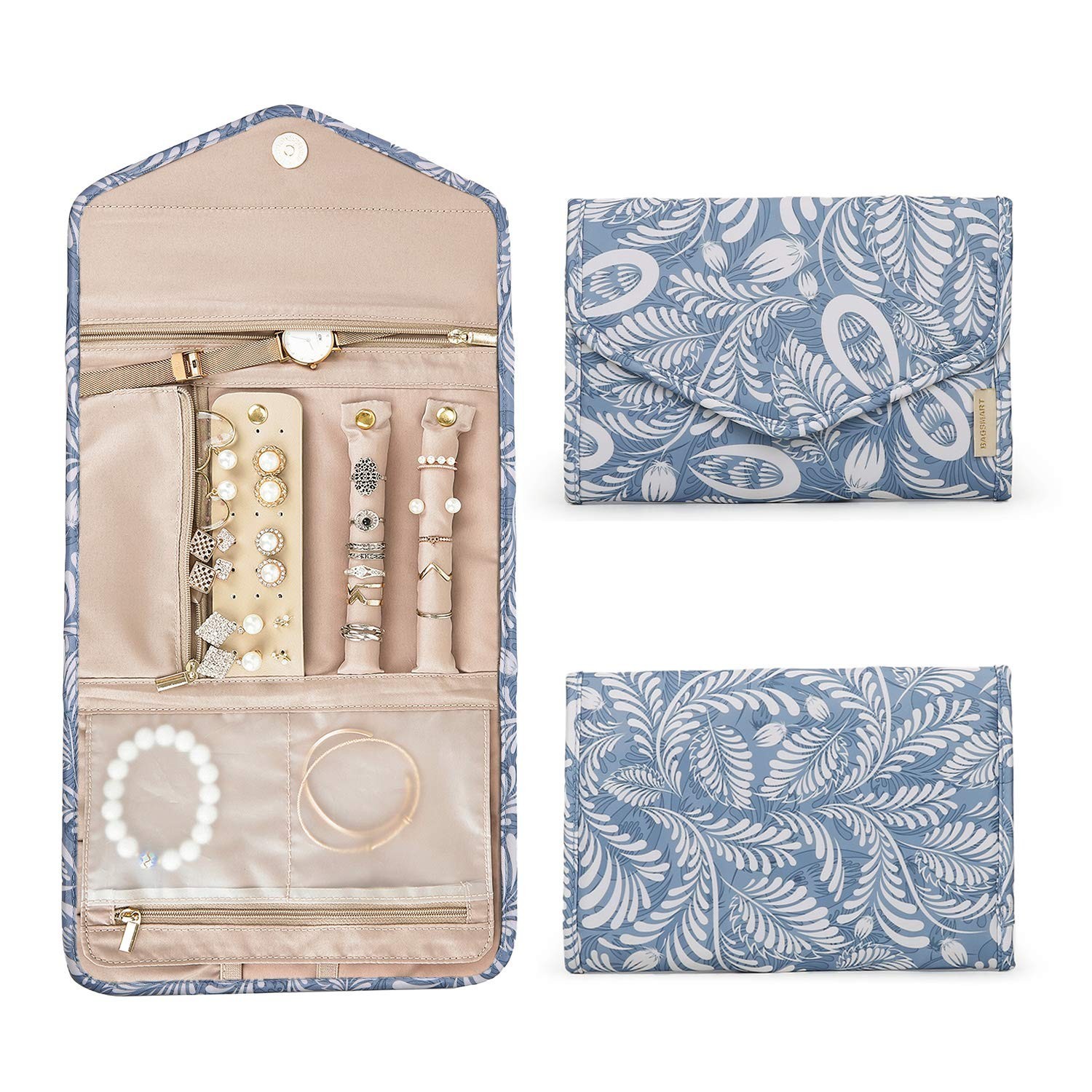 Travel Jewelry Organizer Roll – Foldable Case for Rings, Necklaces, Bracelets, E