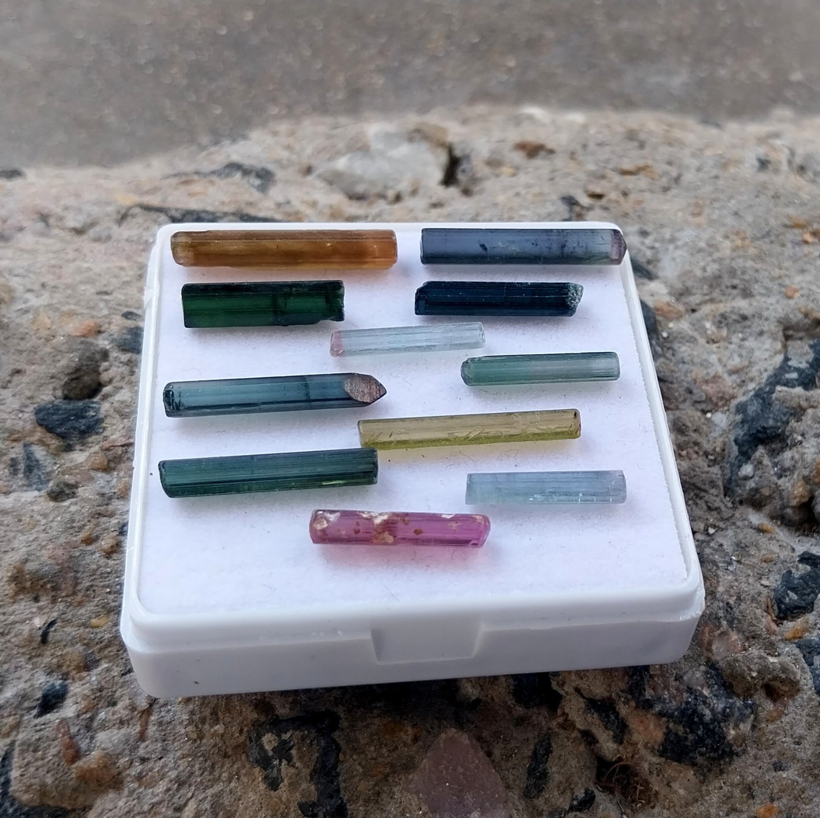 24 Ct 15 to 21 MM Natural Multi Color Tourmaline Raw Rough Pencil 11 Piece Lot