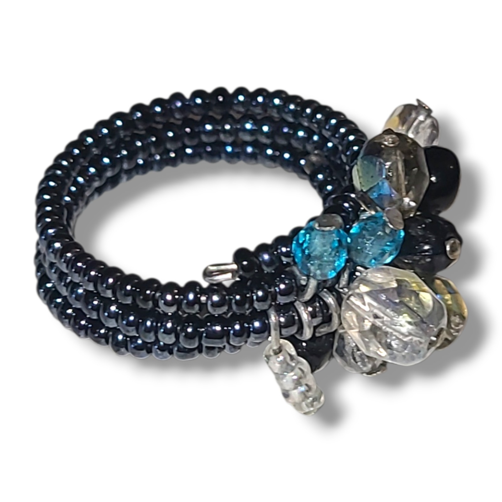 Handmade Bead Cluster Beaded Wrap Ring Adjustable Size