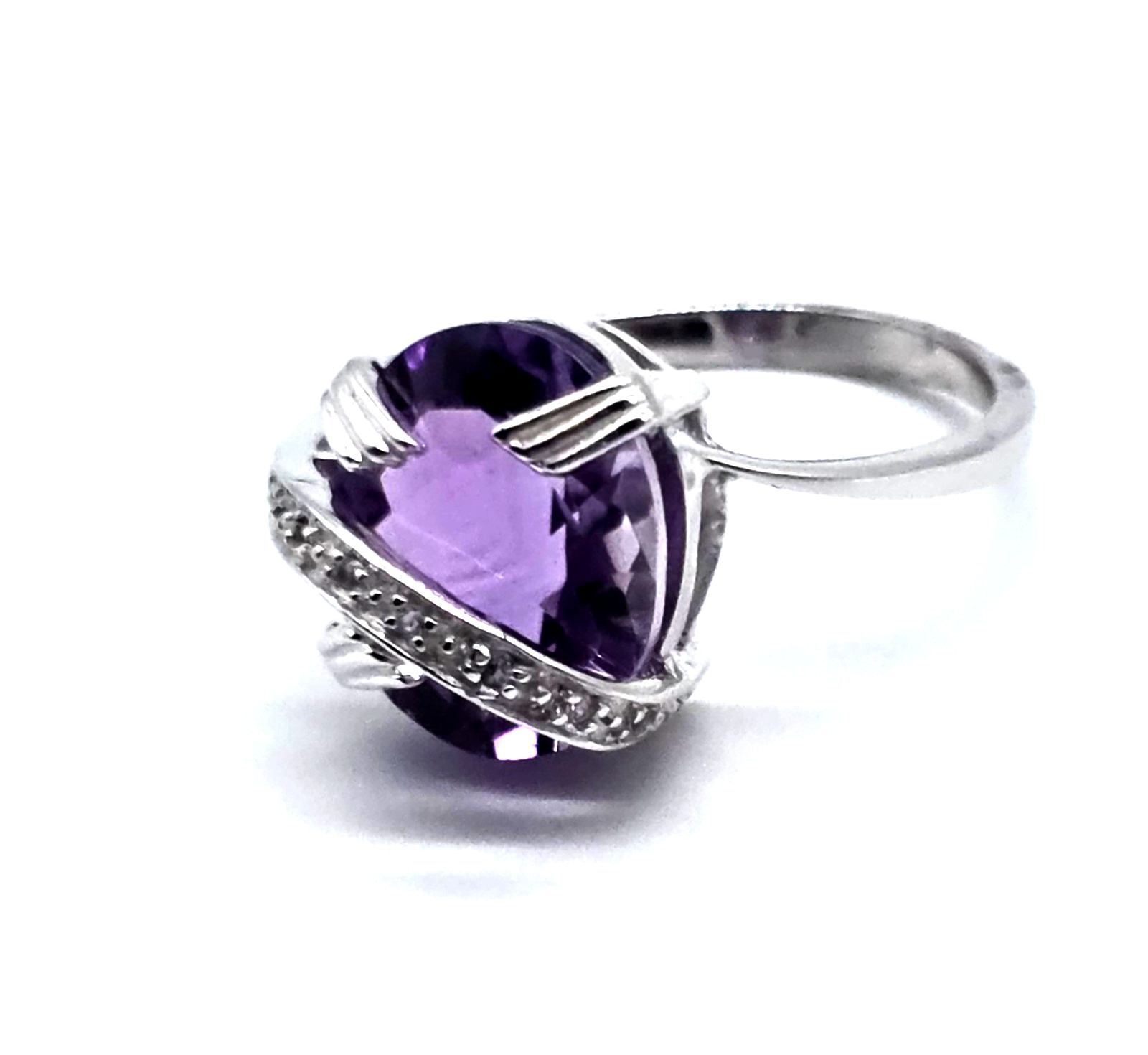 Women White Gold Rhodium Over Solid Sterling Silver 4.38 CTW Purple Amethyst