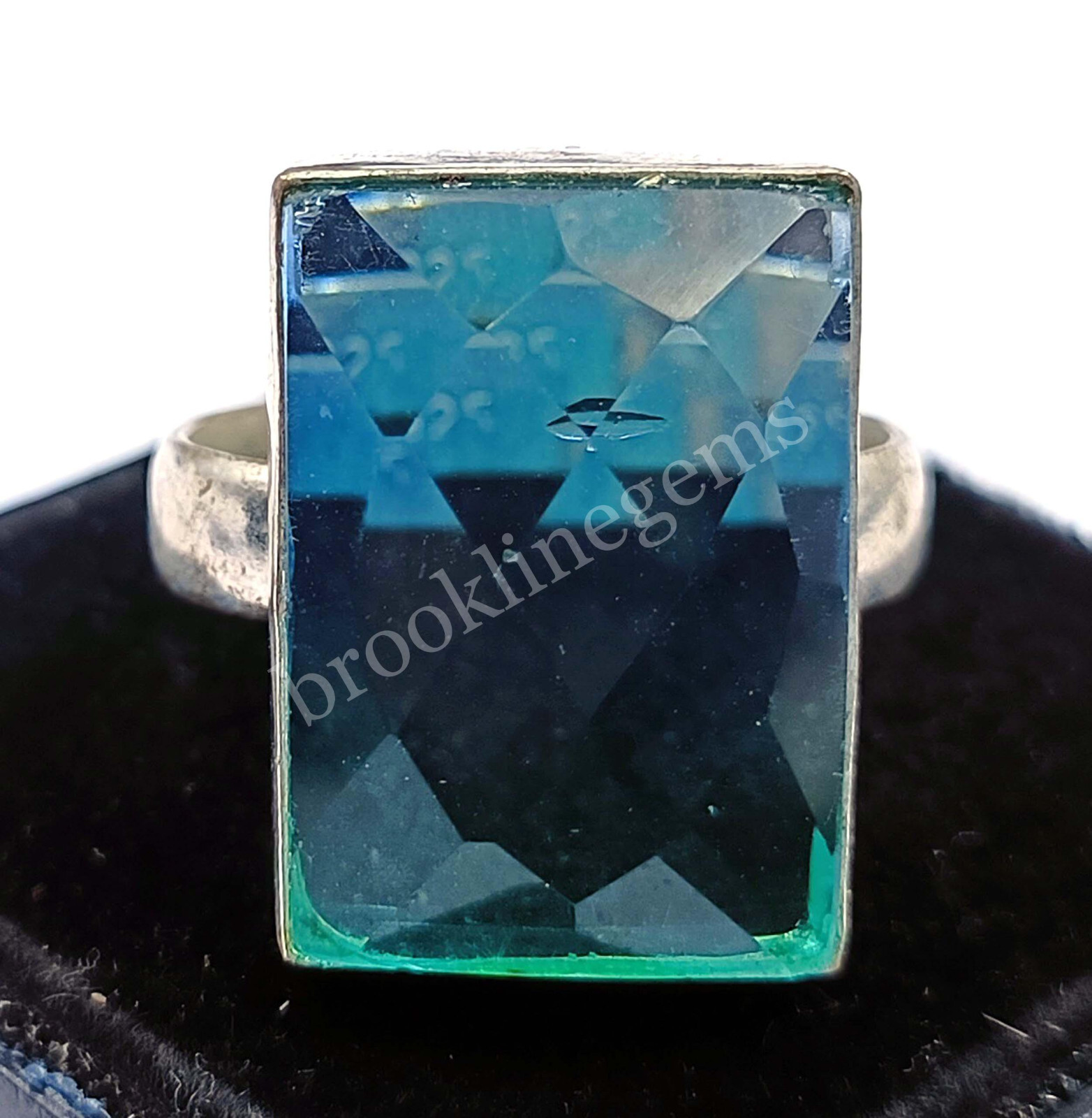 31.45 Ct 8 Size Emerald Cut Ametrine Ring 925 Sterling Silver EGL Gems 5FRU