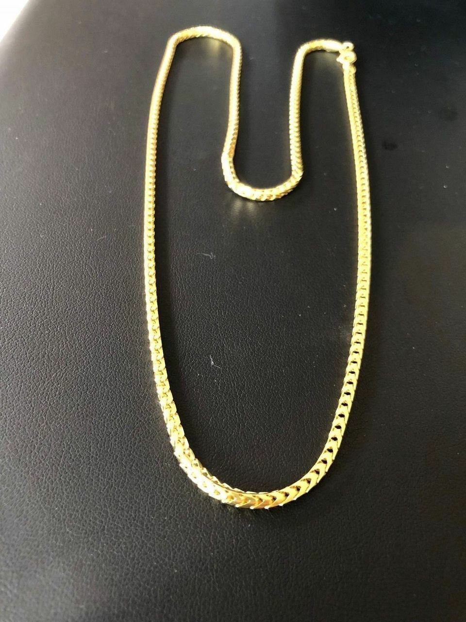 Cadena FRANCO para Hombre Plata De Ley 925 maciza Bañado en oro real de 14K 2MM