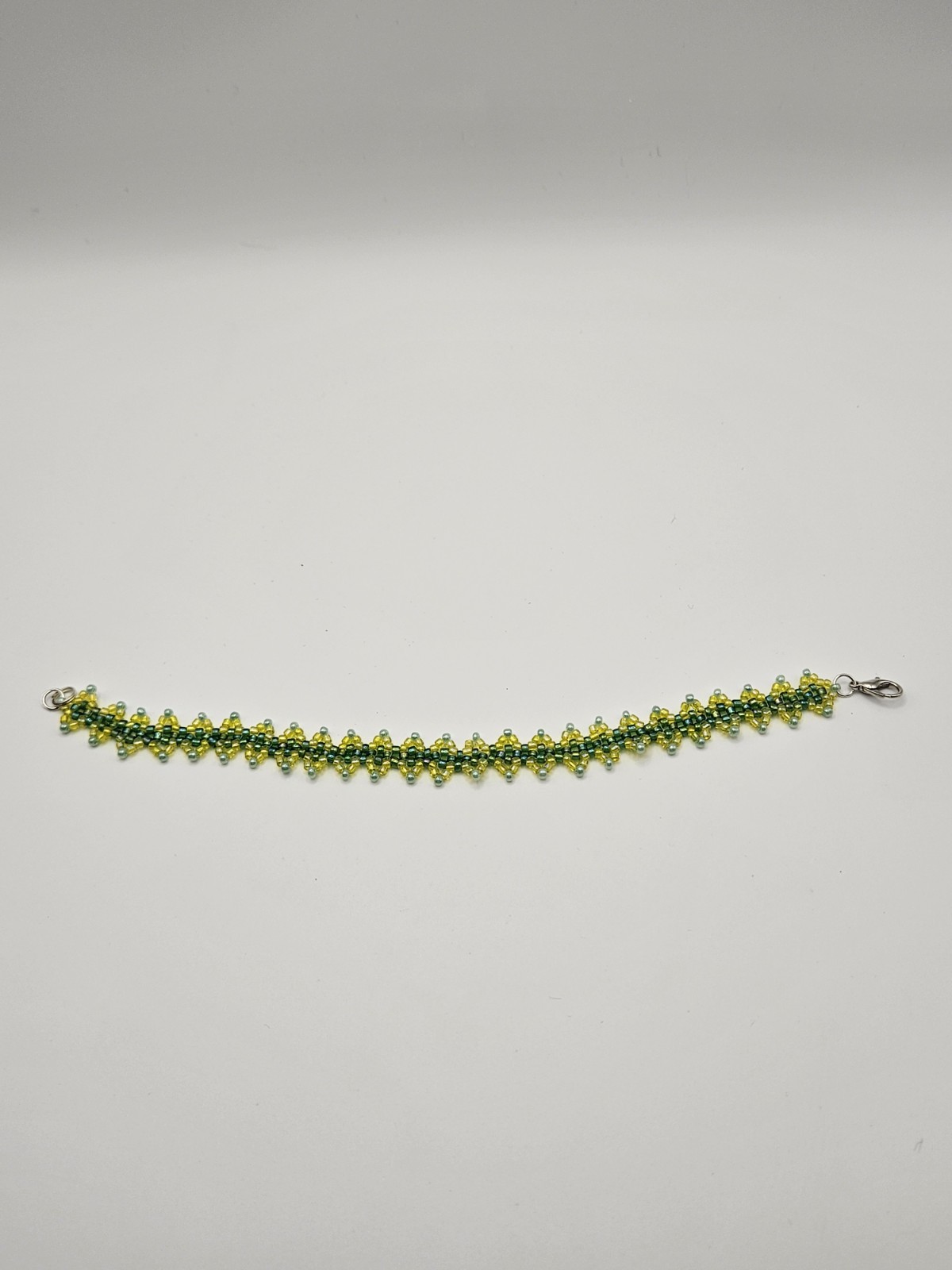 Handmade Artisan Green Seed Bead Bracelet