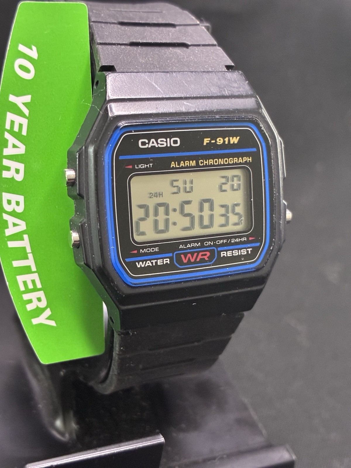 New Casio F-91W Style Digital Watch Black Resin Sport Alarm Chronograph WR