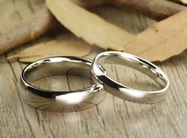 Men’s & Women’s Plain Matching Couple Rings Band Set Solid 925 Sterling Silver