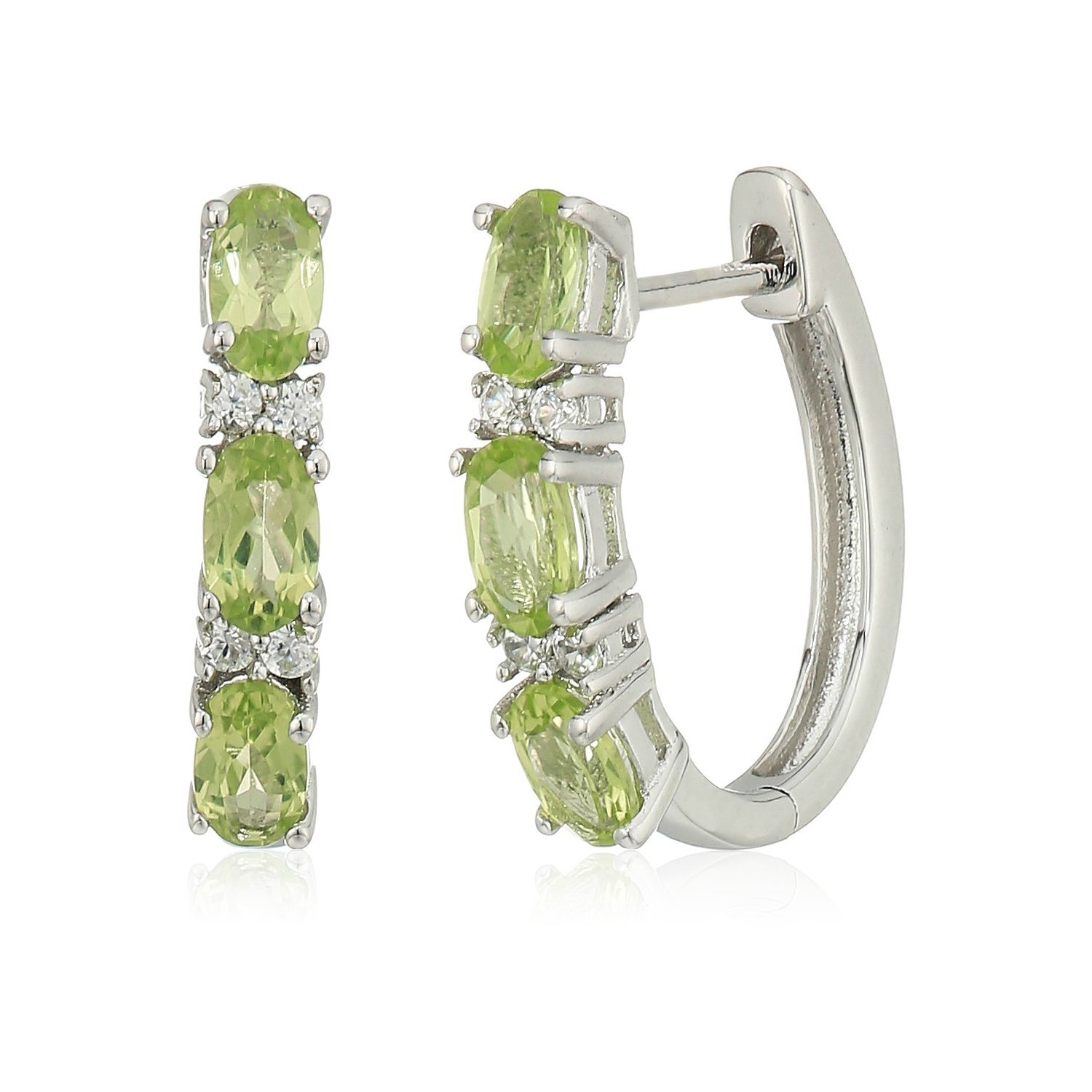 925 Sterling Silver Choose Multi Gemstone 5X3 mm Oval Hoop Earrings