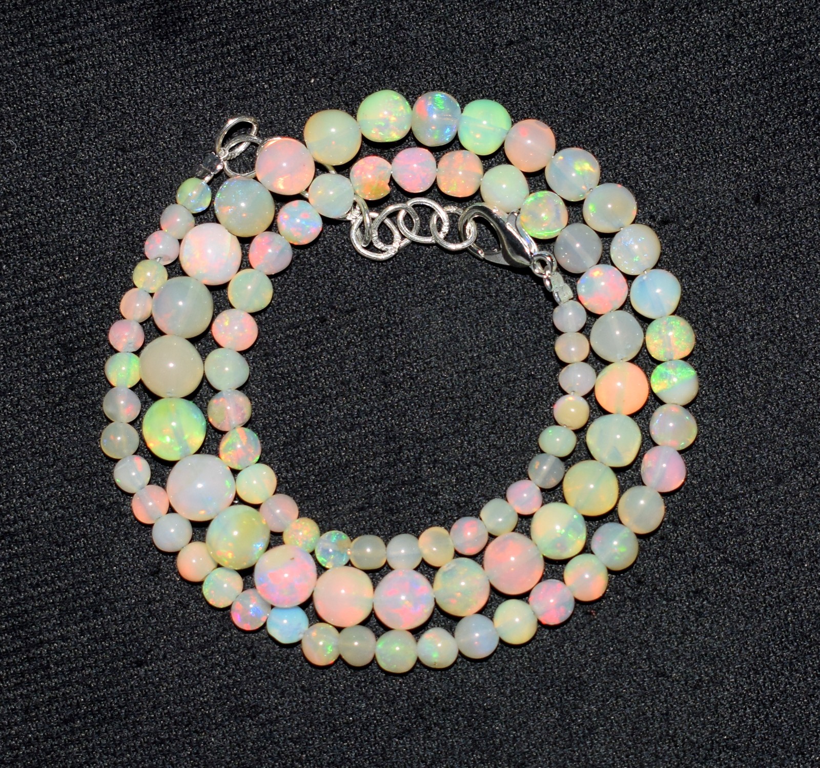 16″Natural Ethiopian Opal Wello Fire Opal Gemstone Beads Necklace Jewelry