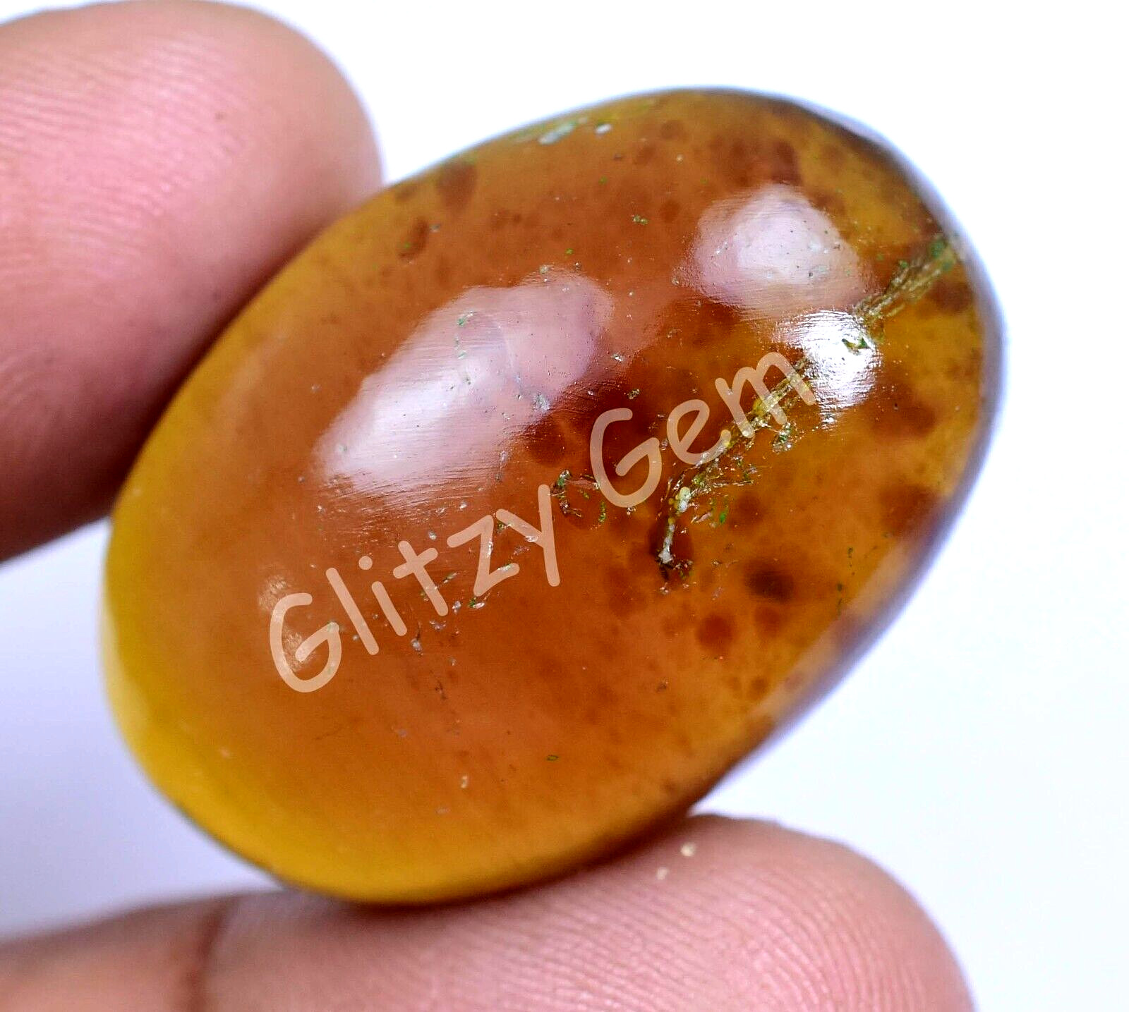 21.25 Ct Natural Tanzania Amber Fossil Insect Inclusion Cabo Certified Gemstone