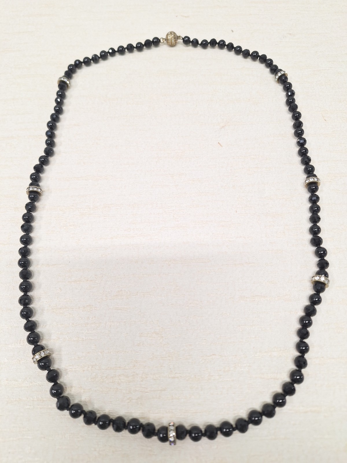 Black Crystal Beaded Necklaces & Bracelet Set Magnetic Clasps Timeless Versatile