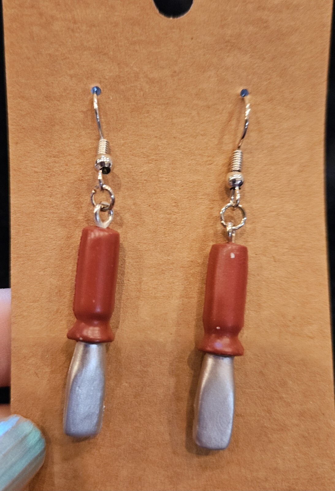 HAND TOOL EARRINGS Colorful, dangle hook, 12 diff. to choose from. ONE OF A KIND