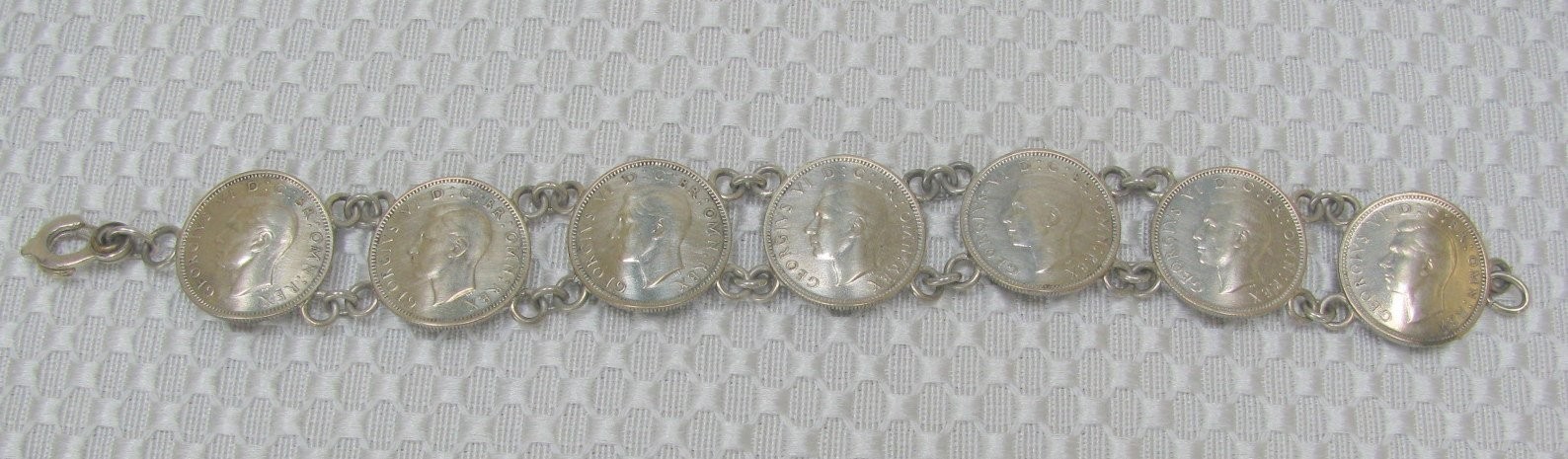 Vintage 1944 British Sixpence Coin Bracelet King George VI